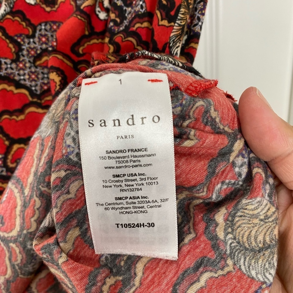 Sandro Paris Tiger Print Graphic Top Sz XS - Picture 7 of 11
